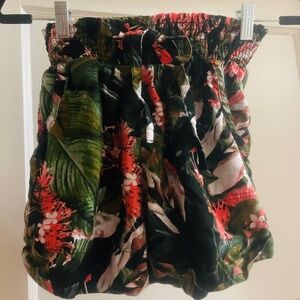 Guess Coral and Green Floral Black Shorts